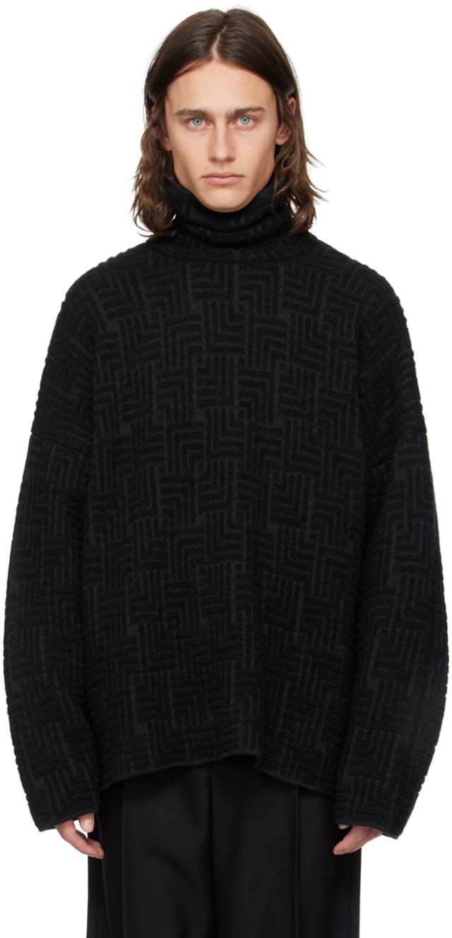 Pulóver Fear of God Black Jacquard Sweater Fekete | FG820-22810WCB