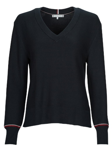 Sweatshirt Tommy Hilfiger GLOBAL STP V-NK SWEATER Fekete | WW0WW36997-DW5