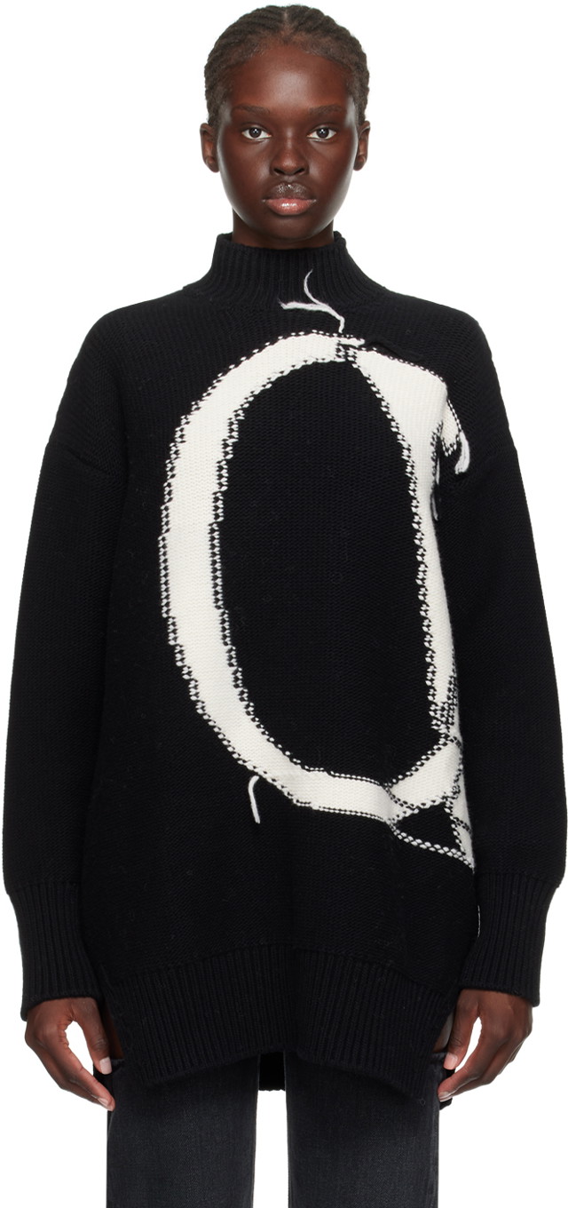 Pulóver Off-White Black Loose Thread Sweater Fekete | OWHF044F23KNI0021004