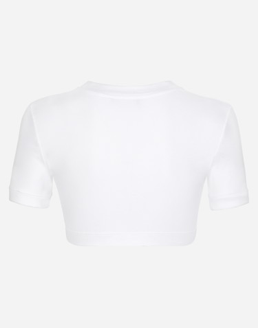 Crop topok Dolce & Gabbana Cropped Jersey T-shirt With Dg Lettering Fehér | F8U78TGDB6TW0800, 1