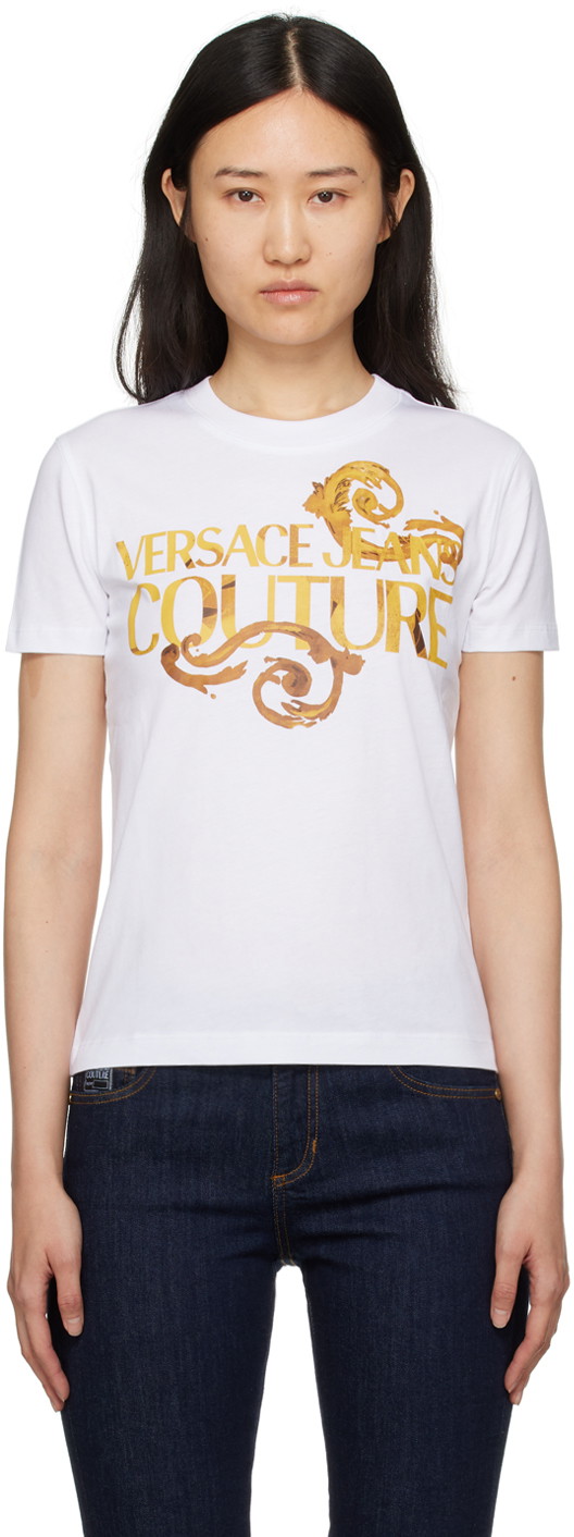 Póló Versace Printed T-Shirt Fehér | E76HAHG00_ECJ00G