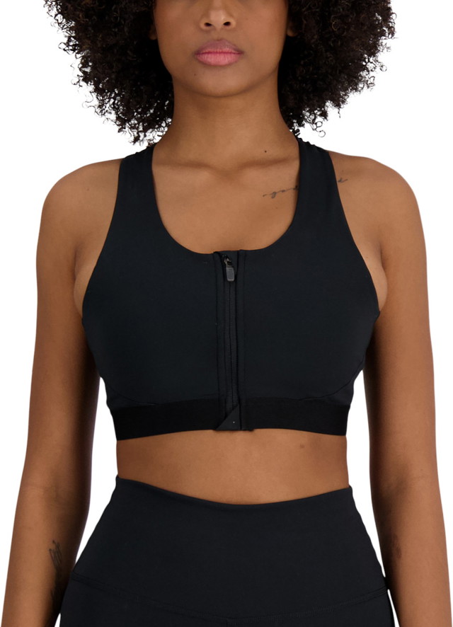 Melltartó New Balance Sleek Medium Support Pocket Zip Front Bra Fekete | wb41047-bk