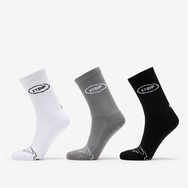 Basic Crew Socks 3-Pack Black/ White/ Grey