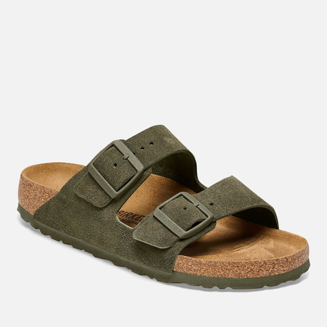 Sneakerek és cipők Birkenstock Arizona Slim-Fit Suede Double Strap Sandals Zöld | 1025720