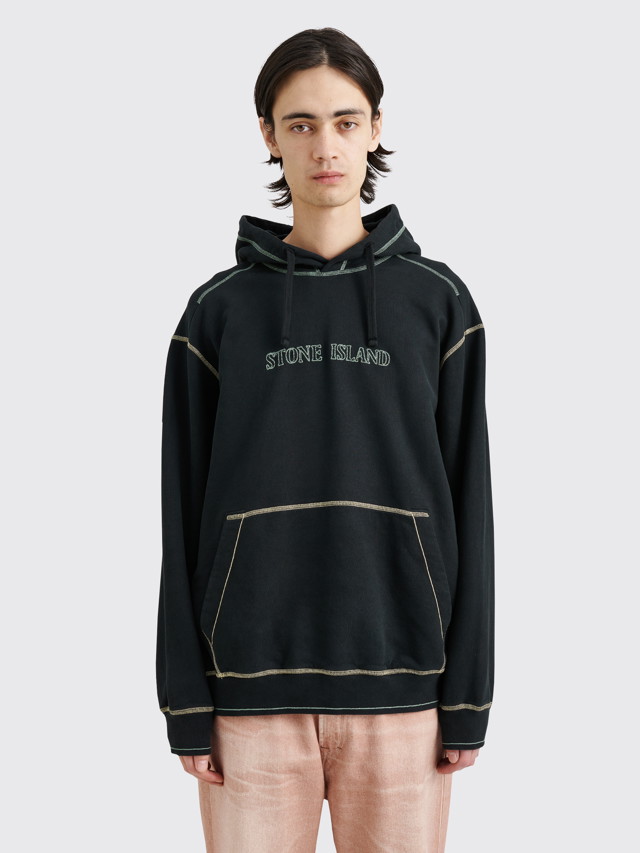 Sweatshirt Stone Island Logo Hoodie Fekete | 791560678 V0029