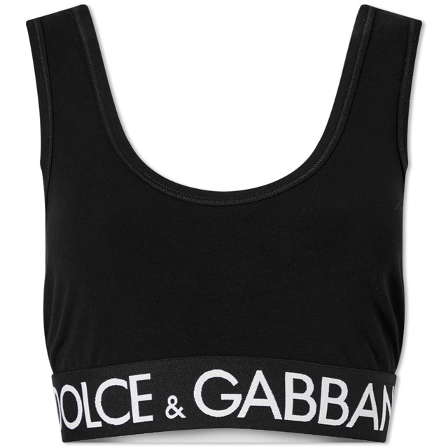 Melltartó Dolce & Gabbana Tape Logo Bralet Top Nero Fekete | F756QTFUGFJ-N0000