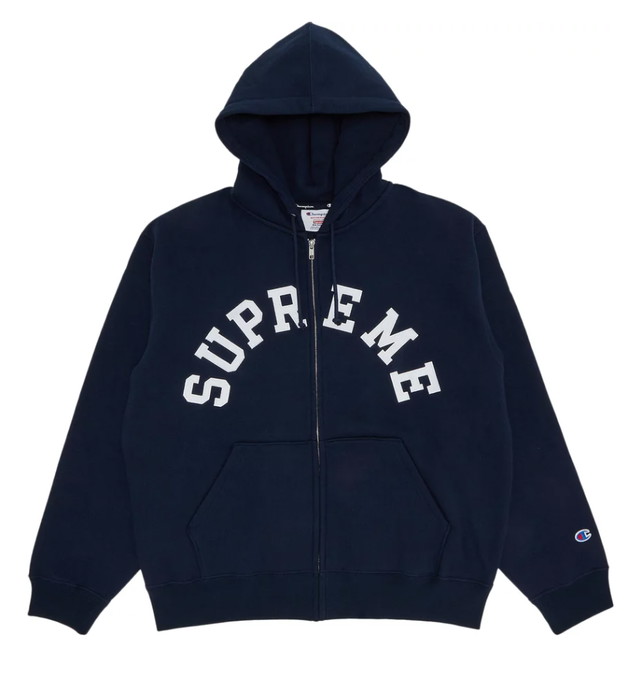 Sweatshirt Supreme Champion Zip Up Hooded Sweatshirt Navy Velikost: M SS24SW37 NAVY Fekete | SS24SW37 NAVY