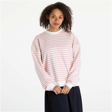 Sweatshirt Urban Classics Ladies Oversized Striped Crewneck Lemonade Pink/ White Sand Bézs | TB6135-12893, 0