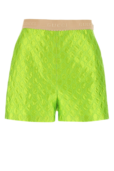 Rövidnadrág Gucci GG Logo Shorts Green Zöld | 704217 ZAIDC 3652