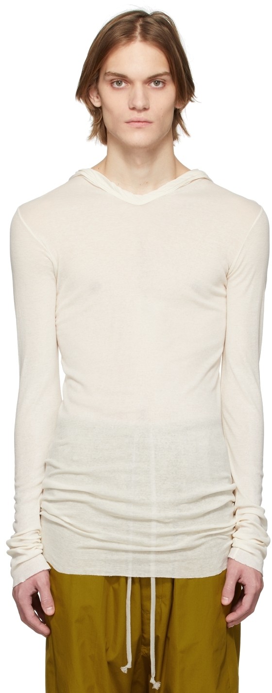 Sweatshirt Rick Owens Off-White Jersey Hoodie Bézs | RU01B1253 MR