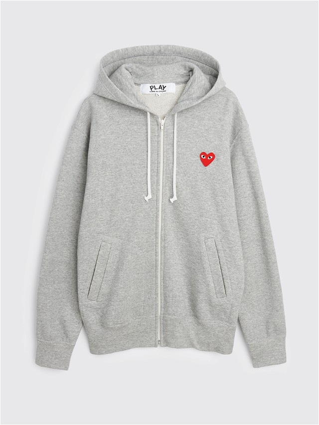 Play Small Heart Zip Hooded Sweatshirt Grey