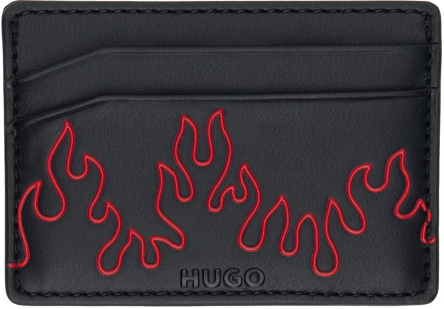 Pénztárca BOSS Hugo Faux-Leather Flame Artwork Card Holder Fekete | 50512958