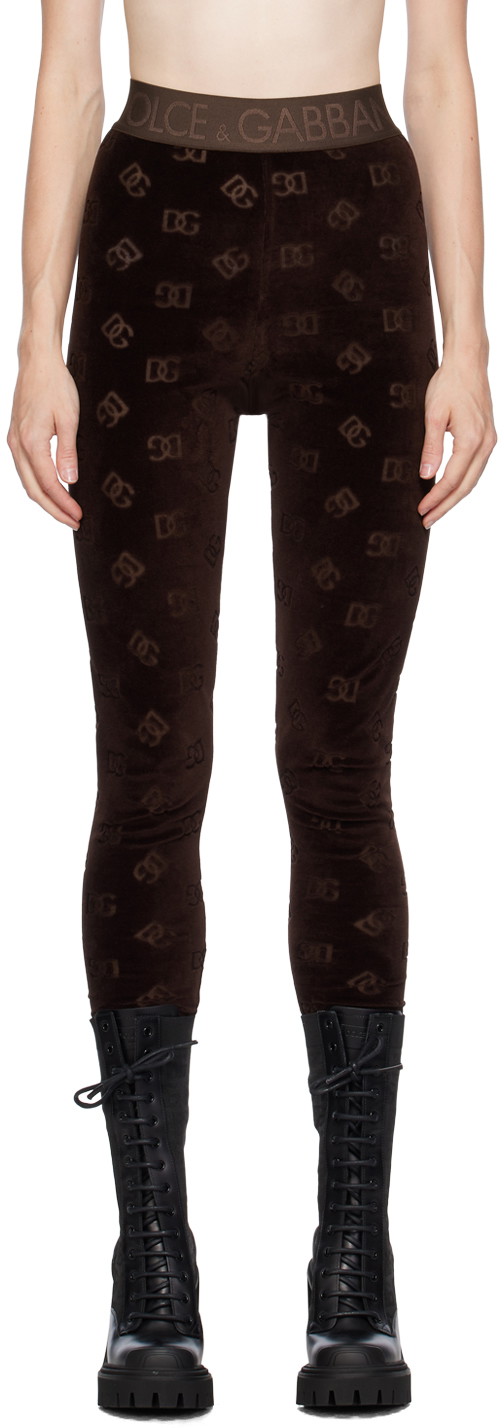 Leggings Dolce & Gabbana Brown Monogram Leggings Barna | FTCYWT FJ7DL