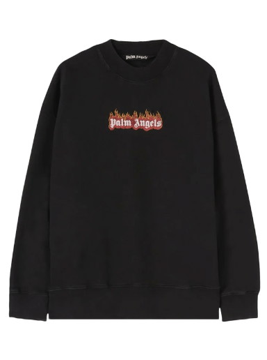 Sweatshirt Palm Angels Burning Logo Crewneck Fekete | PMBA065F22FLE0041001