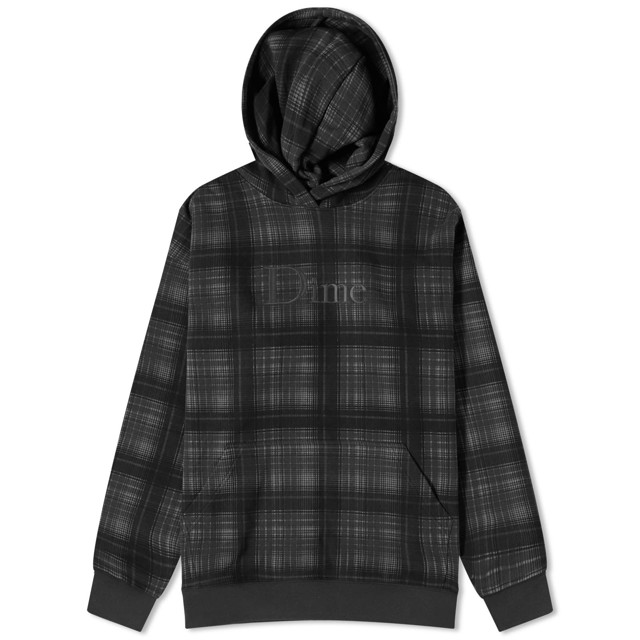 Sweatshirt Dime Plaid Hoodie Fekete | DIMEHO7-BLK