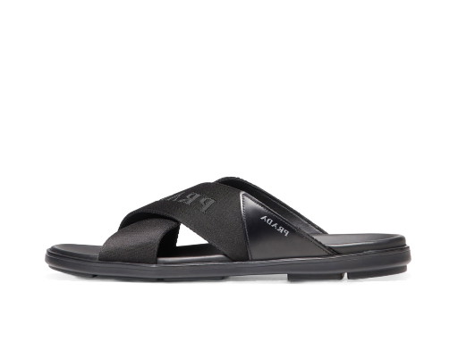 Sneakerek és cipők Prada Nylon Tape Crisscross Slides Black Leather (Men's) Fekete | 2X3032_3L74_F0002