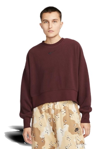 Sweatshirt Nike Plush Mod Crop Crew-Neck Sweatshirt Burgundia | DQ6844-652