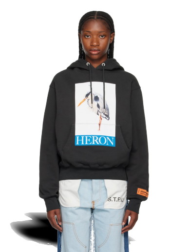 Sweatshirt HERON PRESTON Bird Painted Hoodie Fekete | HWBB024F23JER0021046