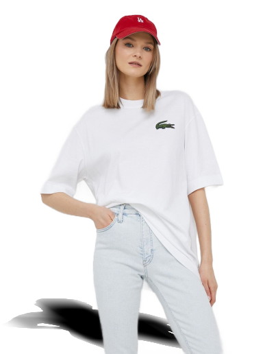 Póló Lacoste Loose Fit Large Crocodile Organic Cotton T-shirt Fehér | TH0062