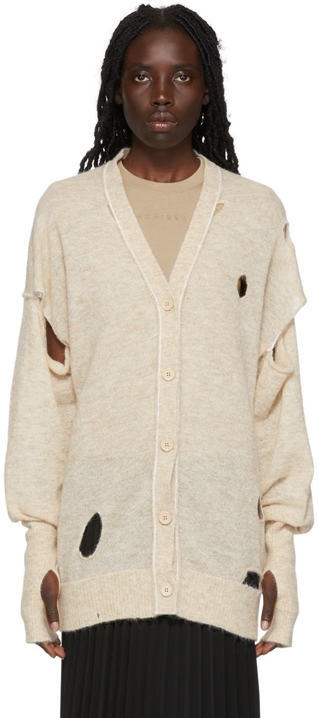 Pulóver Maison Margiela MM6 Alpaca Cardigan Bézs | S52HA0258 S18057