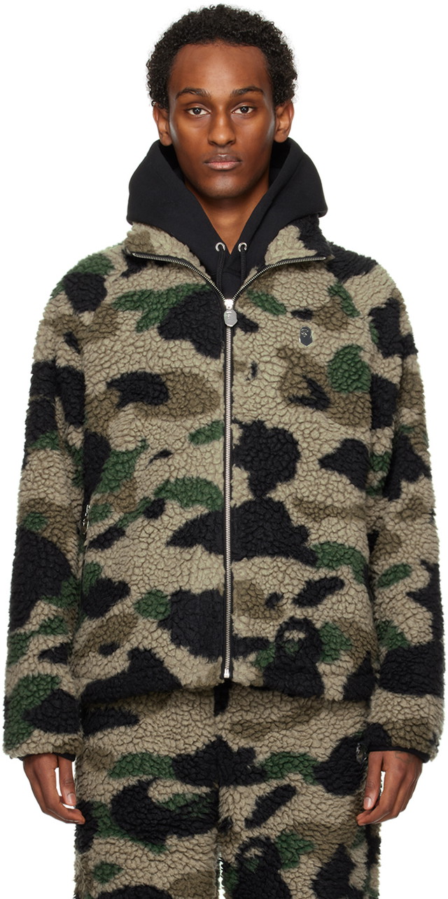 Sweatshirt BAPE 1st Camo Metal Ape Head One Point Jacket Zöld | 001LJJ801064I