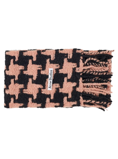 Sálak és kendők Acne Studios Vadik Houndstooth Scarf Black/Pink Rózsaszín | CA0153-ATD