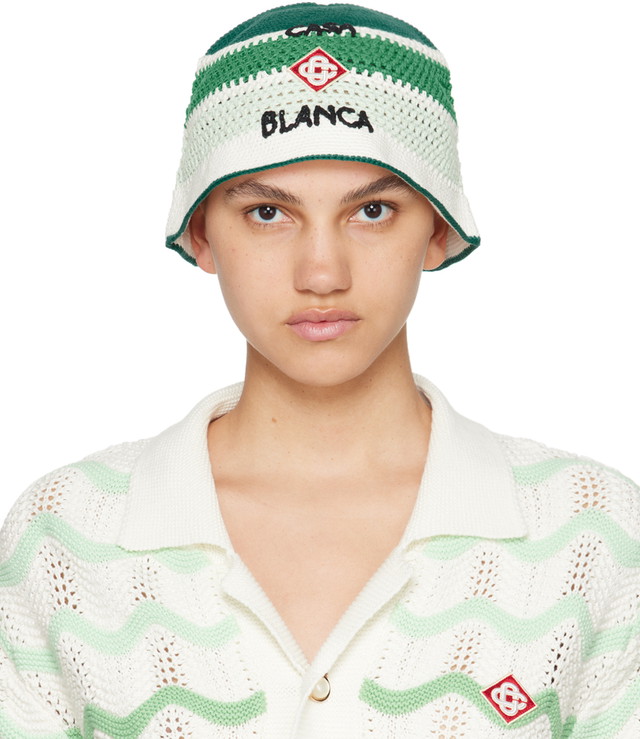 Kalapok Casablanca Stripe Crochet Bucket Hat Zöld | APS24-HAT-052-01