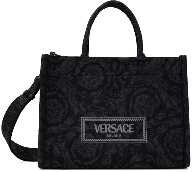 Kézitáskák Versace Black & Gray Barocco Athena Bag Fekete | 1011562_1A09741
