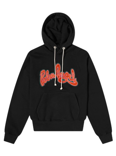 Sweatshirt Palm Angels Script Logo Popover Hoody Fekete | PMBB058F21FLE0051020