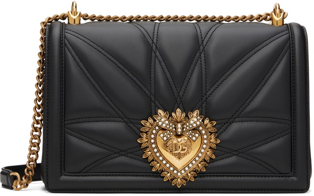 Kézitáskák Dolce & Gabbana Black Medium Devotion Bag Fekete | BB7100 AW437