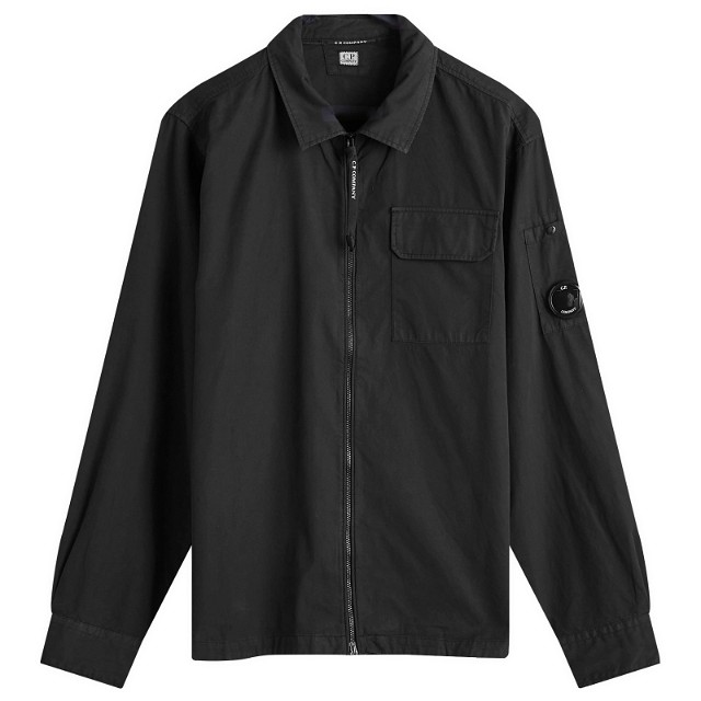 Dzsekik C.P. Company Organic Gabardine Zip Overshirt Fekete | 17CMOS124A-110143G-999