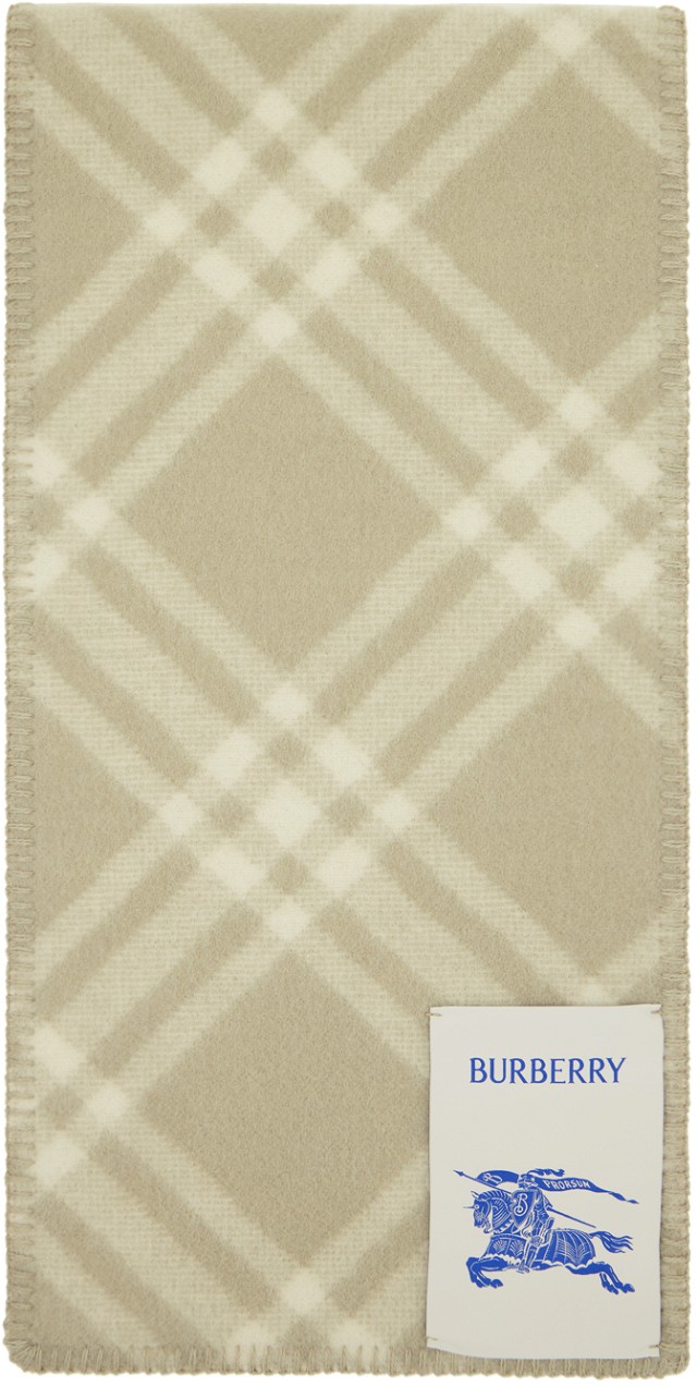 Check Wool Scarf Off-White / Taupe