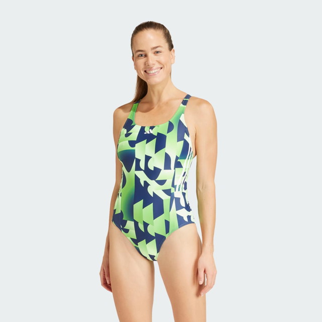 Fürdőruha adidas Performance 3-Stripes Graphic Swimsuit Zöld | IQ3977