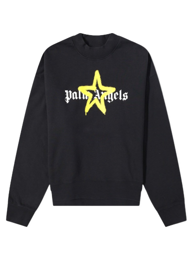 Pulóver Palm Angels Star Sprayed Logo Crewneck Fekete | PMBA026C99FLE0081018