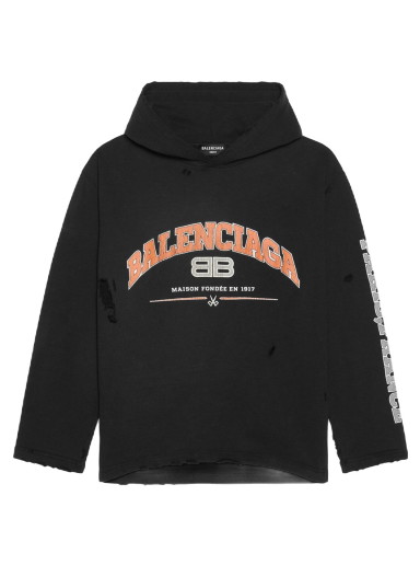 Sweatshirt Balenciaga Maison Cropped Hoodie Fekete | 670946TLVJ30107