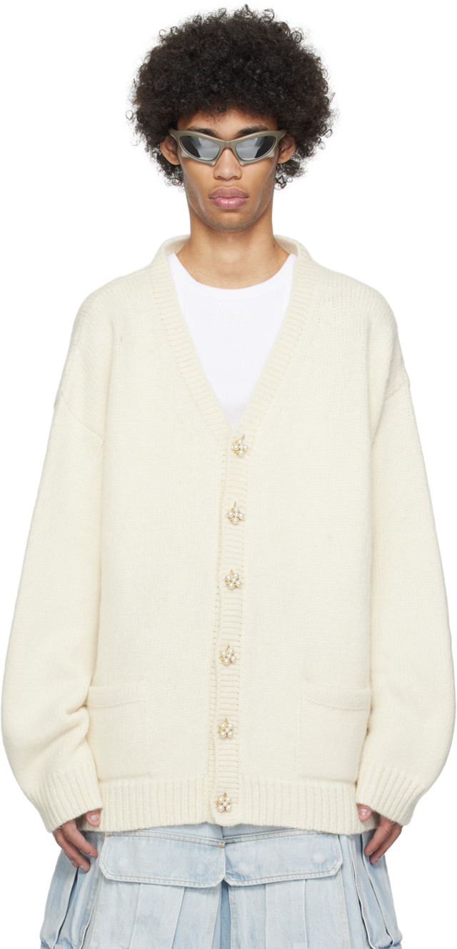 Pulóver VETEMENTS Fancy Button Cardigan Fehér | UE64KN210O