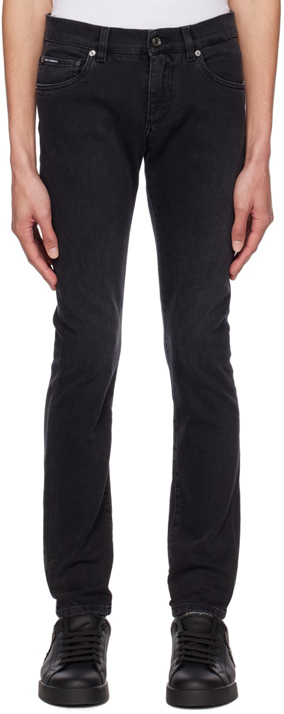 Farmer Dolce & Gabbana Black Faded Skinny Jeans Fekete | GY07LDG8HW4