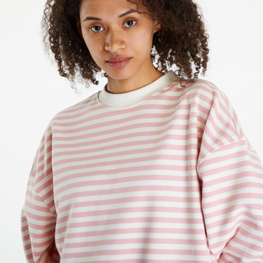 Sweatshirt Urban Classics Ladies Oversized Striped Crewneck Lemonade Pink/ White Sand Bézs | TB6135-12893, 2