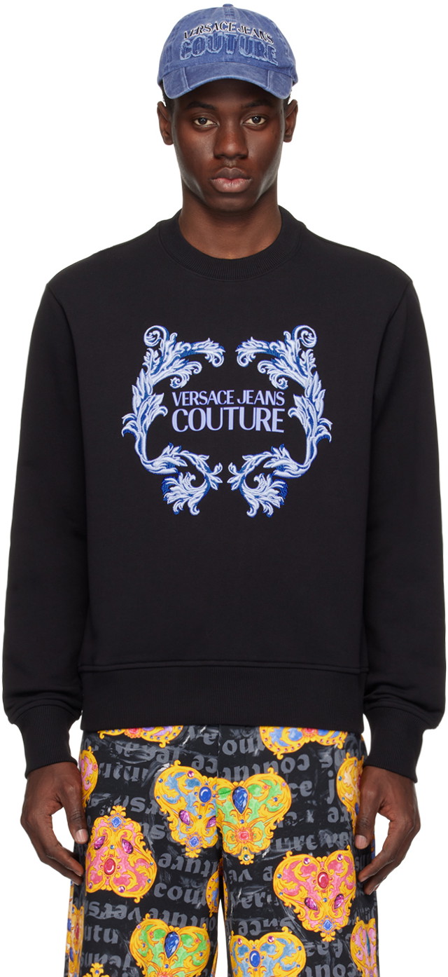 Sweatshirt Versace Couture Black Baroque Sweatshirt Fekete | E76GAIG02_ECF01G