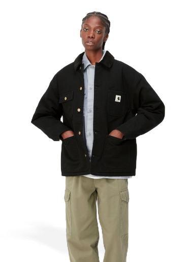 Kabátok Carhartt WIP OG Michigan Coat "Black rinsed" Fekete | I032235_00E_02