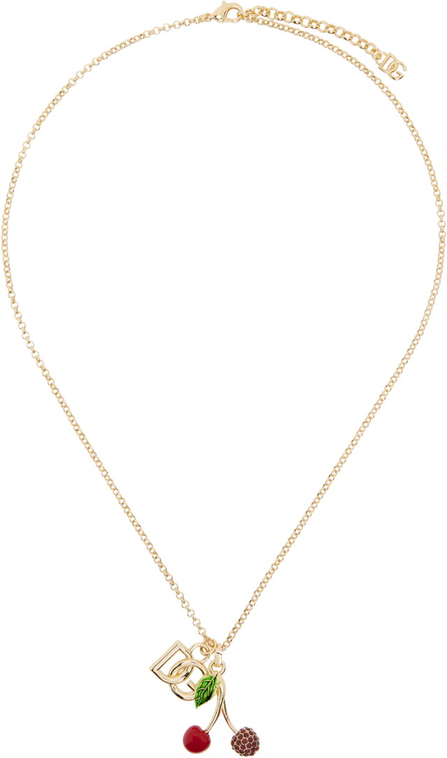 Nyakláncok és láncok Dolce & Gabbana Gold 'DG' Logo & Cherries Necklace Fémes | WNP6C1W1111