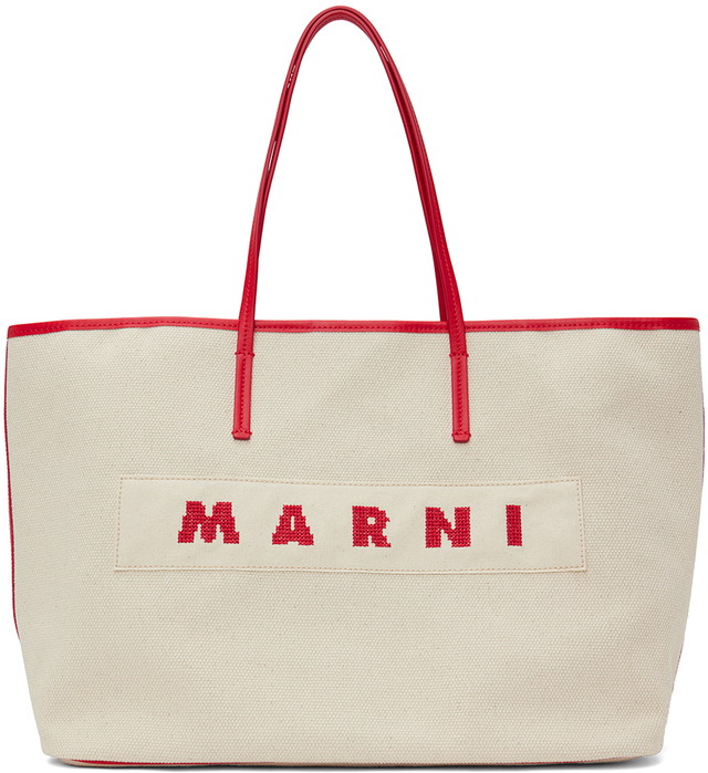 Vászontáskák Marni Small Reversible Janus Shopping Tote Bézs | SHMP0113U0 P6535