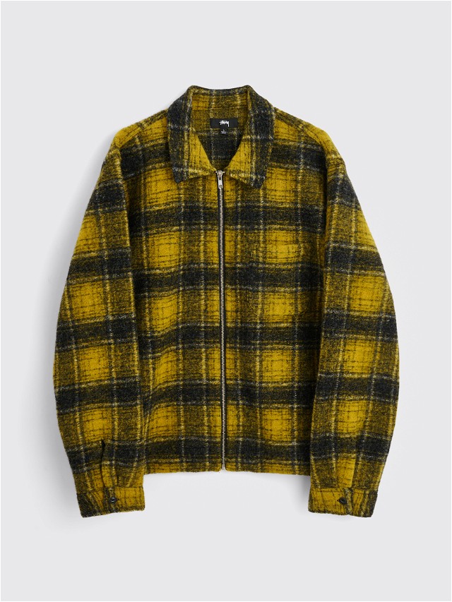Wool Plaid Zip Shirt Yellow - Medium