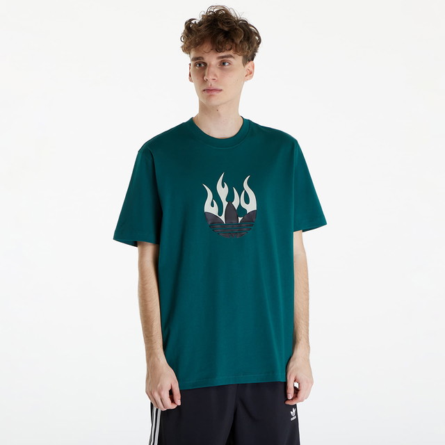 Póló adidas Originals Flames Logo Tee Collegiate Green Zöld | IS0177