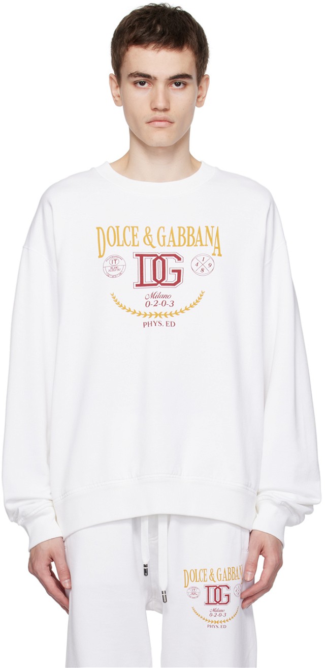 Sweatshirt Dolce & Gabbana White Printed Sweatshirt Fehér | G9AHSTG7J6A