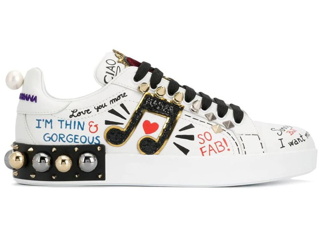 Sneakerek és cipők Dolce & Gabbana Portofino Applique White Music Note W Többszínű | CK0151AH0768S534