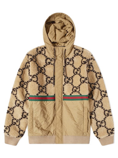 Parkák Gucci Jumbo GG Fleece Panel Hooded Jacket Bézs | 706419-XJETL-2066