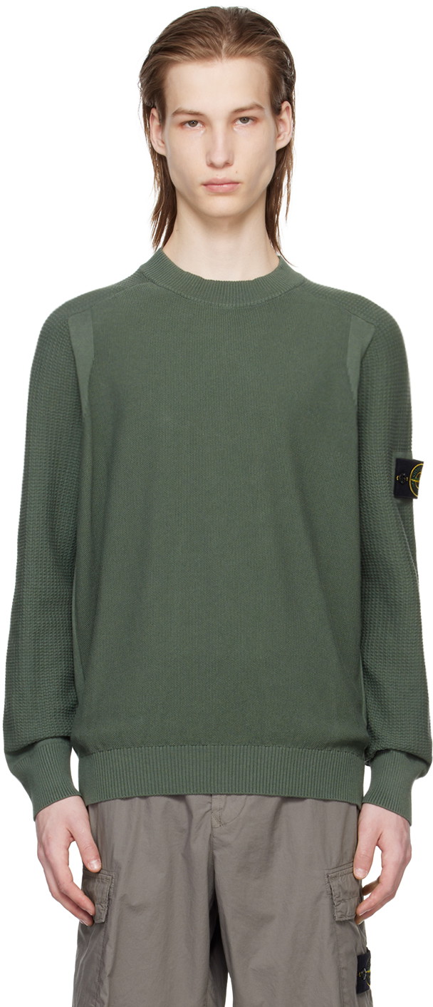 Pulóver Stone Island Patch Sweater Zöld | 8015536B4