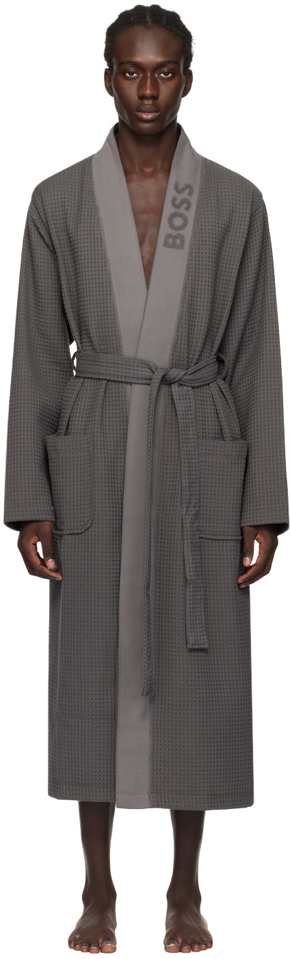 Pizsama BOSS Jacquard Robe Szürke | 50510756