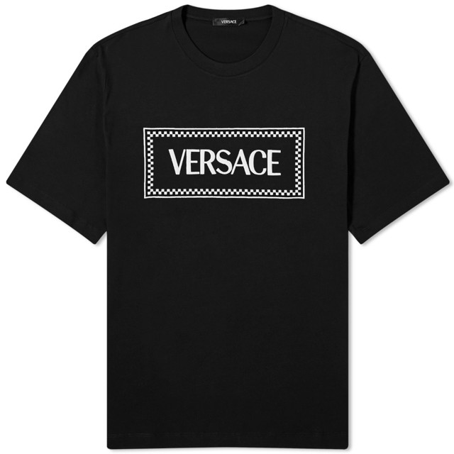 Póló Versace Men's Tiles Embroidered Tee Black Fekete | 1011694-1A08584-1B000